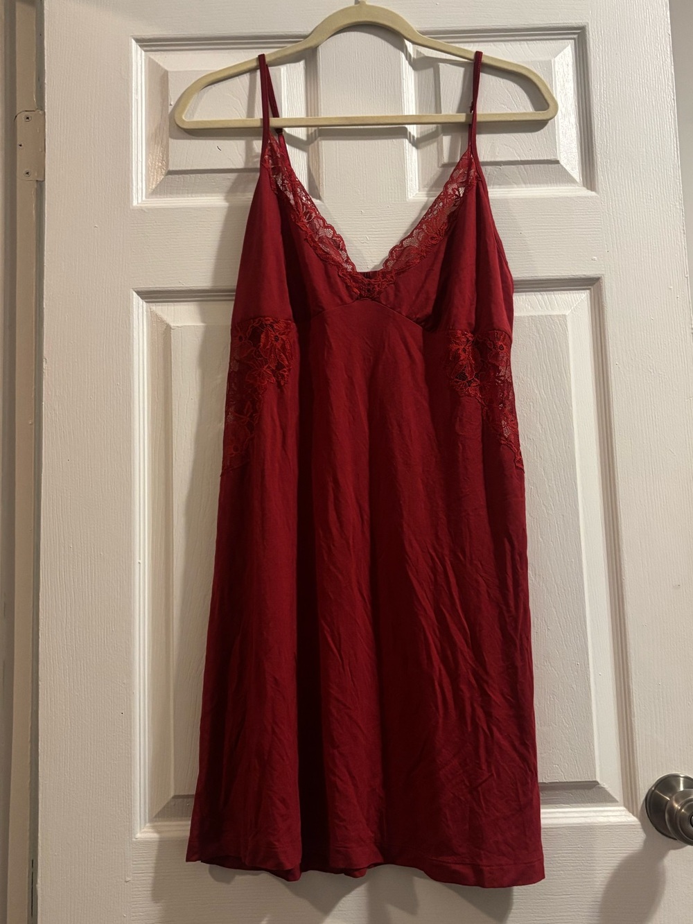 Soma Red Lace-Trim Chemise with Adjustable Straps